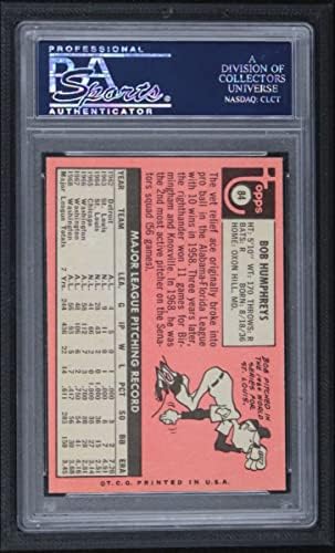 1969 Topps 84 Bob Humphrey Washington Senators (Baseball Kártya) PSA a PSA 9.00 Szenátorok