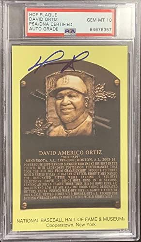 David Ortiz Aláírt Arany HOF Emléktábla Képeslap Sárga Red Sox PSA/DNS-Auto Gem 10 - MLB Vágott Aláírás