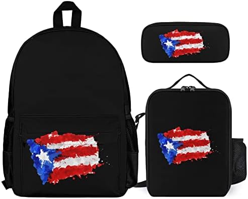 Zászló Puerto Rico Hátizsákok Meghatározza az Iskola Utazási Daypack Nyomatok Bookbag az Ebéd Táskát, tolltartót, a Nők, Férfiak