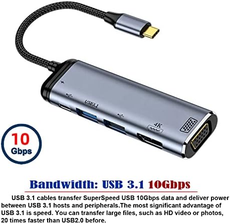 NFHK USB-C C-Típusú HDMI-VGA Dual USB 3.0 HUB Átalakító HDTV Többportos Adapter 4K 1080p 60hz Női PD 100W hálózati Port