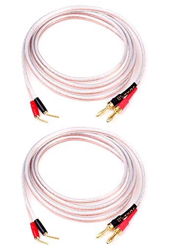 JORZOR 2 Csomag Pin Típusú Csatlakozó Pin Típusú Csatlakozó Hangszóró Kábel，Audiofil 14 AWG OFC Hangszóró Kábel (5M(16.4 FT), 2-pin