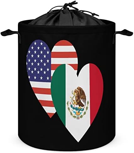 Mexikóban az Amerikai Szív Zászló Kerek Szennyes Zsákba, Vízálló Tároló Gátolják a Húzózsinórral Fedelét, majd Kezelni