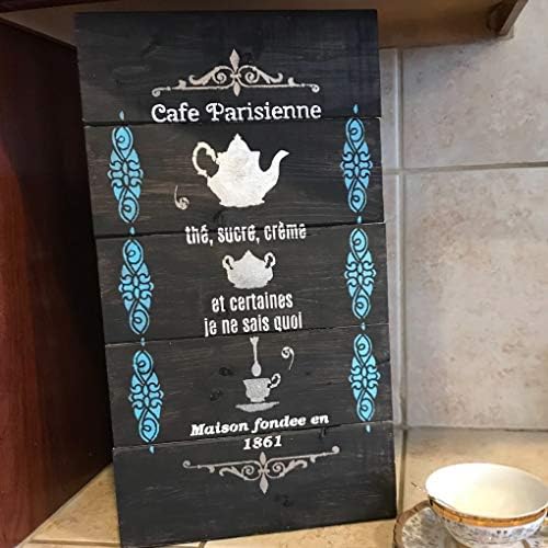 Kávézó Parisienne - Tea Cukor & Cream Elegáns Konyha Stencil Legjobb Vinil Nagy Stencil Festés, Fa, Vászon, Fal, stb.-Gyűjtőcsomagolás (L,