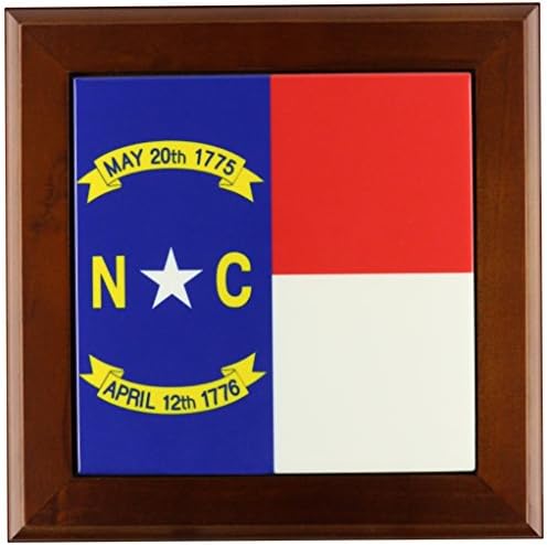 3dRose ft_158396_1 Zászló Észak-Karolina KH Amerikai Egyesült államokat Piros, Fehér, Kék Nagy Pecsét Keretes Csempe, 8-8-Hüvelyk