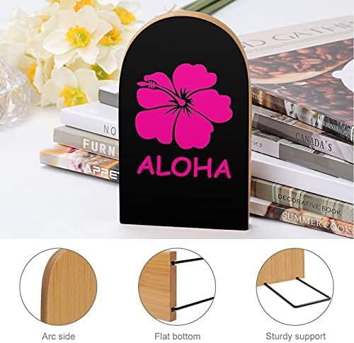 Aloha Hawaii Virág Könyvespolc Csúszásmentes Fa bookend Asztal Irodai Kiegészítők Könyvtámasz