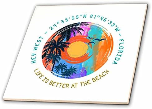 3dRose Key West, Florida. Az élet jobb a tengerparti utazás memória ajándék - Csempe (ct-363897-7)