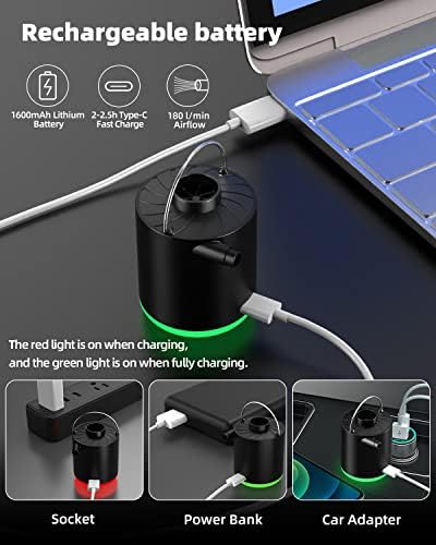 A levegő Szivattyú Felfújható, Elektromos Pumpa a 1600mAh Akkumulátor Kemping Lámpa, USB Újratölthető Ultra-Mini Inflator/Deflátor