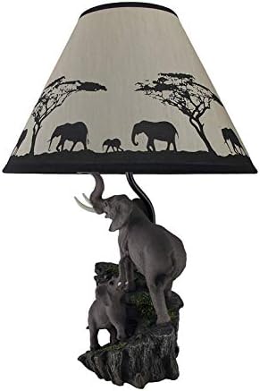 Zeckos Elefántok a Expedíció Szobrászati asztali Lámpa w/Dekoratív Árnyékban
