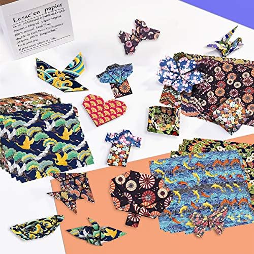 PAPERKIDDO Japán Washi Origami Papír 100 Lap 10 Különböző Minta kétoldalas Nyomtatás Tér hajtogatással Napfürdő Prémium Minőségű Kézműves