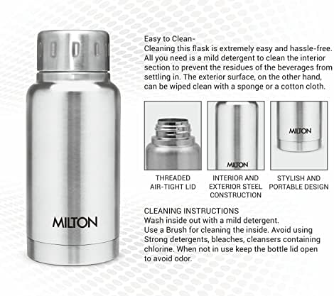 Milton Tünde Thermosteel Hot & Cold Víz Üveg (160 ML, Ezüst)