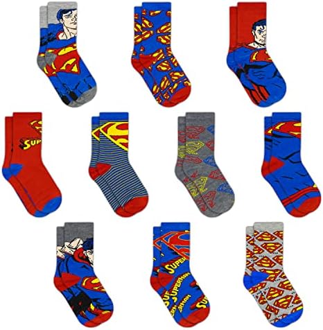 DC Comics Zokni a Fiúk, 10-Pack Fiúk Zokni, Gyerek Zokni, Batman, Superman, Wonder woman, & Flash
