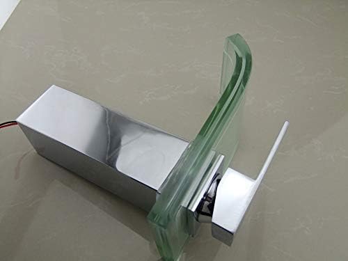 LED-medence keverő csaptelep csapok fürdőszoba, 3 színű üveg vízesés hőmérséklet-érzékelő egyetlen kezelni csaptelepek keverő csap