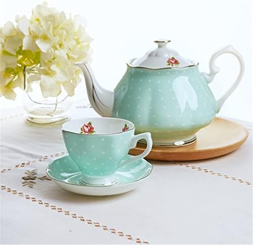 XIULAIQ Zöld pöttyös teáskanna meghatározott kupa kerámia teáskanna teáscsésze délutáni tea set háztartási tea set (Szín : Egy, Méret : Mint