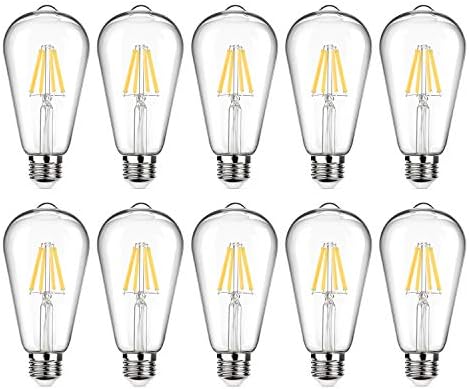 RAGYOG HAI 10-Pack Edison LED Izzó Szabályozható, Napfény, Fehér 5000K, 60W Egyenértékű, 6W, 800 Lumen Nagy Fényerő, ST64 Vintage