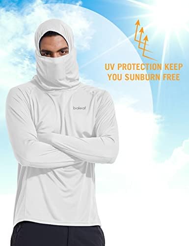BALEAF Férfi napvédő Kapucnis Póló UPF 50+ Hosszú Ujjú UV SPF T-shirt Maszk Kiütés Őr a Halászati Könnyű