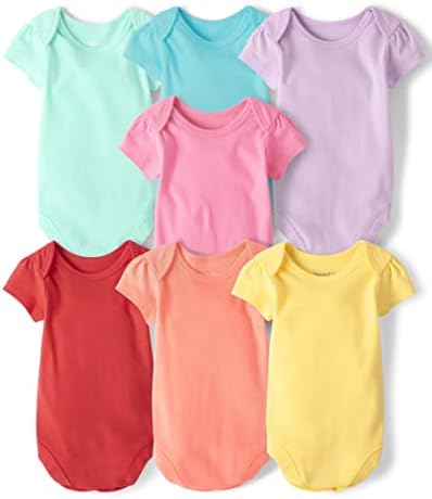 A Gyermekek Hely baba-lány Rövid Ujjú Pamut Bodysuits 7 Csomag
