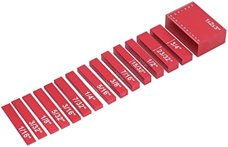 Magasság Mérő Készlet, Vésett Méretű Szilárd Alumínium Ötvözet Beállítás Blokkok 15pcs Famegmunkáló(piros)
