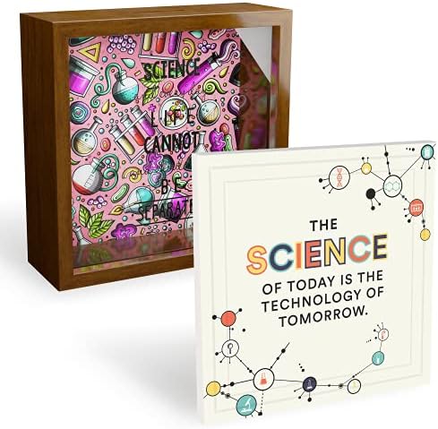 Tudós Dekor Készlet, 1 Dekoratív Kerámia Váz + 1 Vicces Tudományos Mű Shadow Box, Tech Geek Ajándékok Tudósok, Kocka, fizika Tanár Ajándék