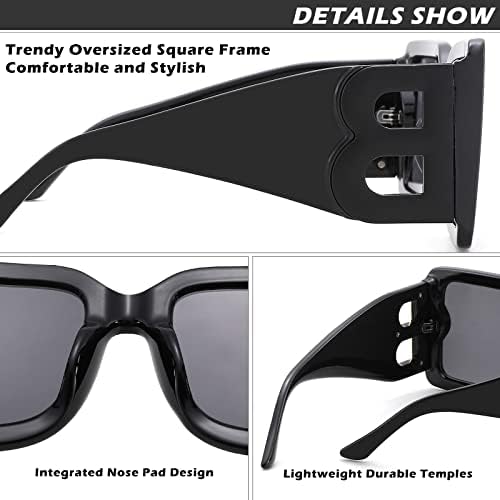 Melpomenia Trendi Túlméretezett Tér Napszemüveg Női Férfi Divat Fekete Vastag Nagy Keret Luxus Designer, napszemüvegek