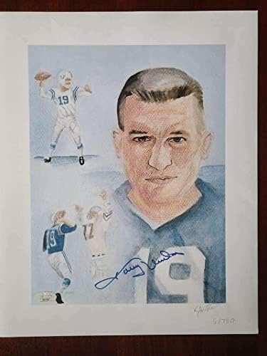 Johnny Unitas SZÖVETSÉG Coa Aláírt 12z15 Litho Kép /750 Autogram - Dedikált NFL Művészet