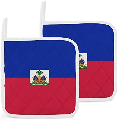 Zászló Haiti kaspókat, hőálló Meleg Párna Potholders a Főzés, Konyha, 2 Darabos Készlet