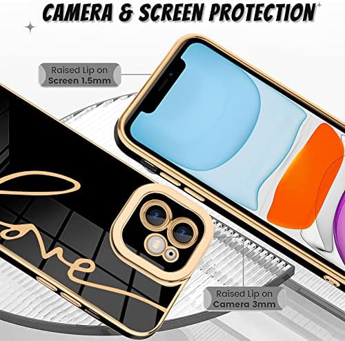 Bonoma iPhone 11 Esetben Szerelmes Levelet Grafikus Galvanizáló Electroplate Luxus Elegáns Esetben Kamera Védő, Puha TPU Ütésálló