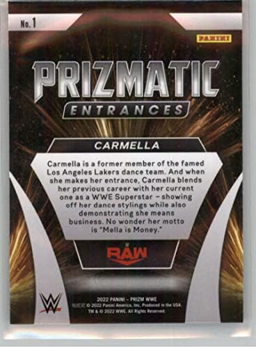 2022 Panini Prizm WWE Prizmatic Bejárata 1 Carmella Nyers Hivatalos World Wrestling Entertainment Trading Card Nyers (NM vagy Jobb) Feltétel