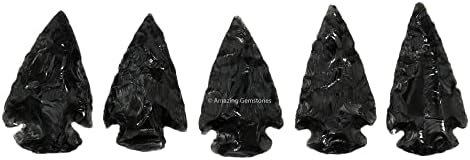 5 Db Fekete Obszidián Nyílhegy, Természetes Kristály Gyógyító Kő Flint Rock Nyíl Fejét - 1 1,5 Nyílhegyek DIY Projekt Kézműves Pont