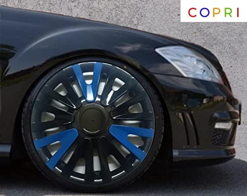 Copri Készlet 4 Kerék Fedezze 13 Colos Fekete-Kék Dísztárcsa Snap-On Illik Toyota Yaris Prius