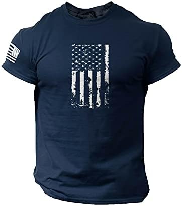 Ingek Férfiak július 4 Férfi Grafikus pólók Amerikai USA Zászló Nyomtatott Rövid Ujjú Póló, Sportos Felsők