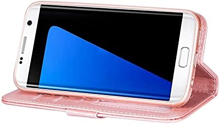 Mobiltelefon Flip tok Samsung Galaxy S7 Szélén Pénztárca-stílus védőtasak, PU Bőr védőtasak Konzol Funkcionális védőtasak Karszalag
