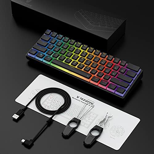 Tezarre TK61 60% Hotswap Mechanikus Gaming-Billentyűzet a PBT Puding Keycaps,RGB Háttérvilágítású Vezetékes USB Optikai Kapcsolók Billentyűzet