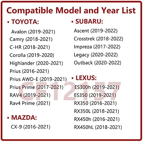 BJSIA Kabin Levegő Szűrő Csere CP157 (CF12157), Kompatibilis a Mazda CX9, Lexus RX350/ES350/RX350L/RX450h/ES300h, Toyota Avalon/Corolla/Camry/C-HR/RAV4/Prius/Hegylakó,