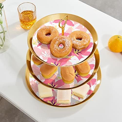 Torta Áll Készlet 3, Blossomin Rózsaszín Daisy Talapzat Kijelző Tábla Desszert Muffin Állvány Esküvői Baba Zuhany Ünnepség
