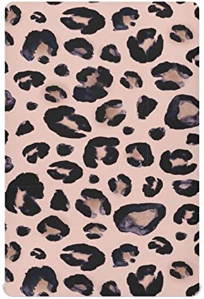 ALAZA Akvarell Állat Snow Leopard Rózsaszín Bézs regisztrálni Ellátott Mózeskosár Lap a Fiúk Baba Lányok Kisgyermek, Standard