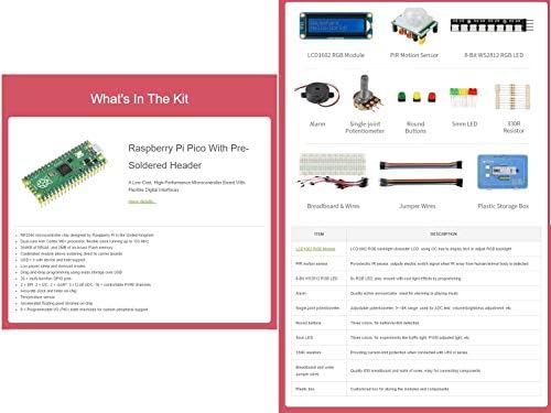 waveshare a Raspberry Pi Pico Alapvető Starter Kit a Gazdag Oktató, illetve Források,Gyors Ismerkedés a Raspberry Pi Pico de MicroPython Programozás