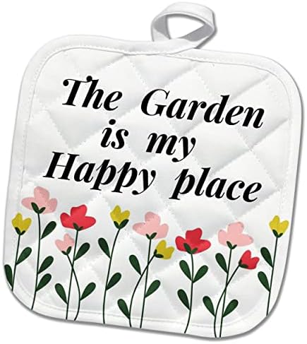3dRose Kép, idézet A kert a helyet, ahol boldog - Potholders (phl-362171-1)
