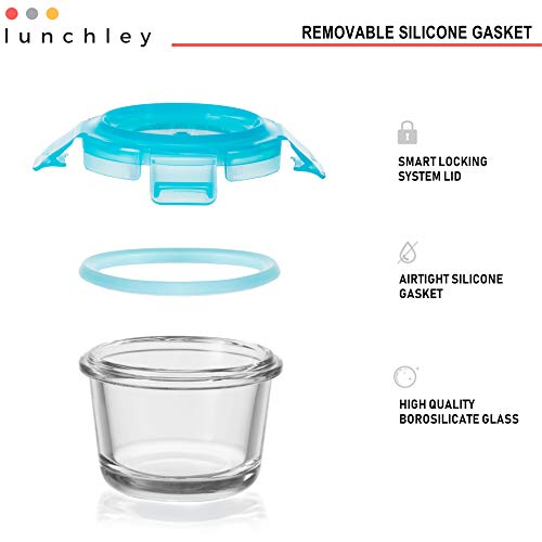 lunchley Üveg Élelmiszer-Tároló Tartály 4 oz | 12 | Kis Élelmiszer Üvegeket Légmentesen BPA Mentes Műanyag fedelek | Élelmiszer Részét, Mártogatós,