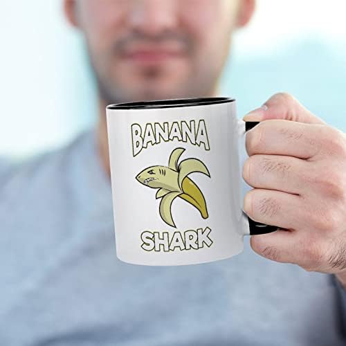 Banán Cápa Kerámia Bögre, Kreatív Fekete Belső Csésze Tartós Kezelni Bögre Egyedi Ajándékok