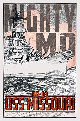 Lámpás Nyomja meg a USS Missouri, Mighty Mo ( Pamut Vászon Újrafelhasználható Táska)