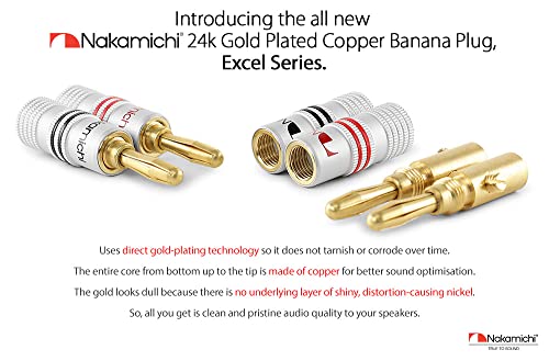 Nakamichi Excel Sorozat 24 karátos Aranyozott Banán Dugó 12 AWG - 18 AWG Szelvény Méret 4mm a Hangszóró Erősítő Hi-Fi AV Receiver