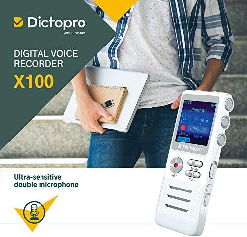 Digitális Hang Aktivált Hangrögzítő által Dictopro - Könnyű HD Felvétel Dupla Mikrofon, a zajcsökkentés Hang, Hang, Hordozható Mini Diktafon