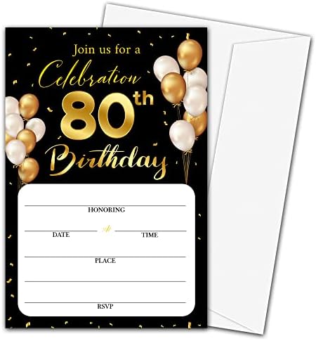 80-adik Születésnapi meghívók a Borítékok - Klasszikus Arany Téma Töltse ki Az Üres Szülinapi Buli Kérd meg a Kártyákat, a Férfi, a Nő Szórakoztatni