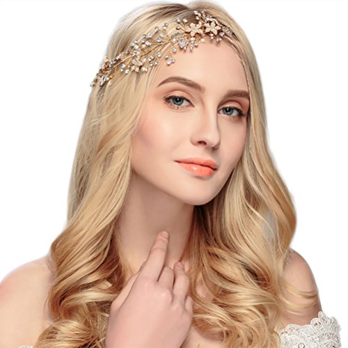 Bueer Kristály Strassz Esküvői fejpánt Menyasszonyi Haj Accessorie Headpieces Koszorúslányok Gyöngy, Haja Szőlő Szalaggal Esküvők,