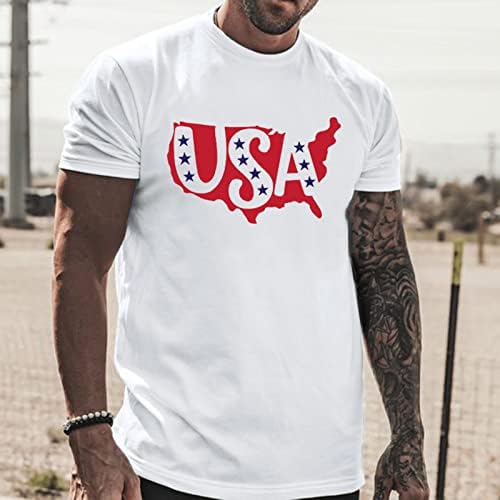 UBST július 4 Férfi pólók Rövid Ujjú Hazafias USA Zászló Nyomtatás Sleeve Tee Maximum Nyári Alkalmi Edzés Tshirt