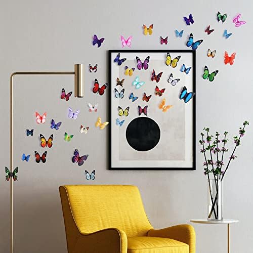 80PCS 3D Pillangó Fali Dekoratív Színes 4 Stílusok Pillangók PVC Fali Matricák Kézműves DIY Cserélhető Haza Art Dekor Gyerekeknek
