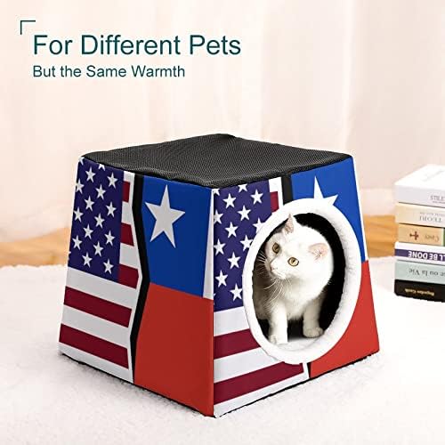 Amerikai, majd a Chilei Zászló Macska Ágy, Fedett Macska Aranyos Kisállat Ház Összecsukható Hideaway Ágy Kerti Kutyák, Macskák