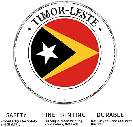 Timor Leste Alumínium Fém Koszorú Alá Timor Leste Nemzeti Zászló Kerek Adóazonosító Jele, Kültéri Dekoráció Kopott, Rozsdás