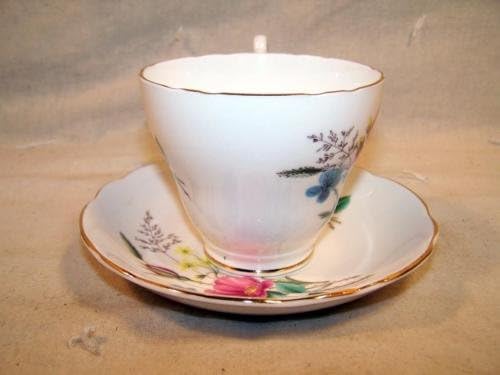 Regency angol porcelán Pink Kék & Sárga Virág Mintás Teás Csészét Készlet