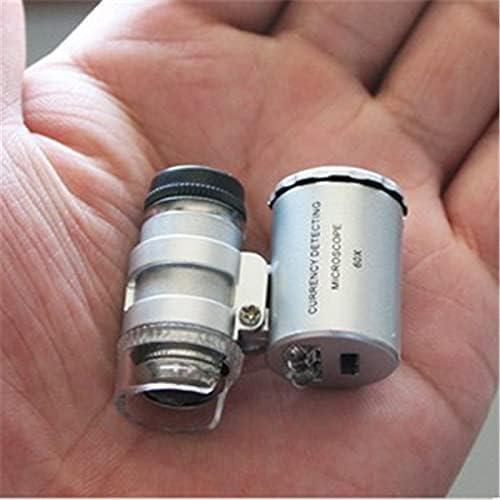 Bodacon 60X Ékszerek LED UV Hamis Valuta Észlelési Zsebben Hordozható Mikroszkóp Azonosító Antik Jade Tea Nagyító| | -